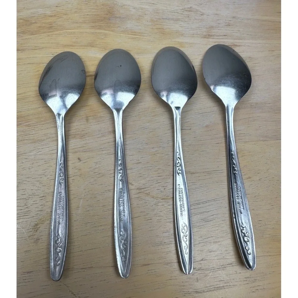 Vintage Customcraft CUS5 Stainless Steel‎ Floral Pattern Flatware Utensils 25 Pc